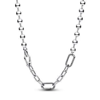 Členasta ogrlica s kovinskimi perlicami Pandora ME 