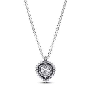 Bleščeča ogrlica z visečim obeskom in vencem v obliki srca 