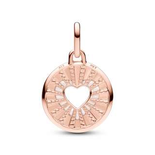 Obesek v obliki medaljona z motivom srca Pandora ME 