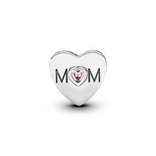 Pink Mum Heart Charm 