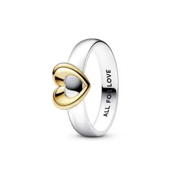 Heart sterling silver and 14k gold-plated ring 