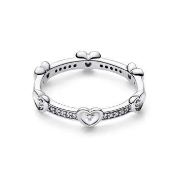 Hearts sterling silver ring with clear cubic zirconia 