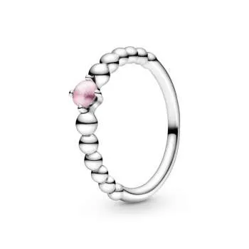 Prstan iz niza perlic v rožnati barvi 