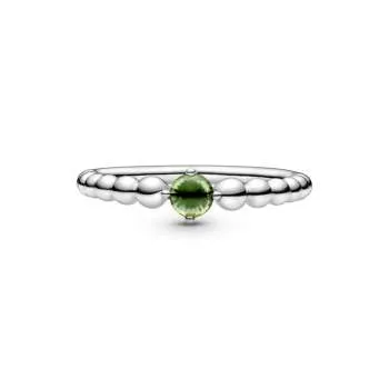 Prstan iz niza perlic v svetlo zeleni barvi 