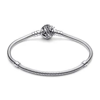 Disney Tinkerbell snake chain sterling silver bracelet with clear cubic zirconia 