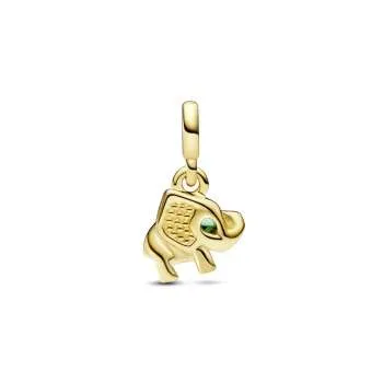 Elephant 14k gold-plated mini dangle with royal green crystal 