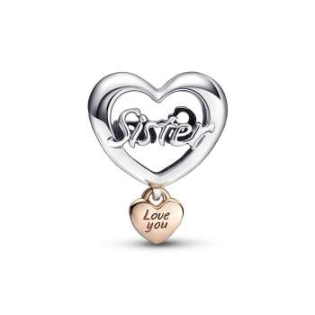 Linked Sister Hearts Split Dangle Charm | Rose gold plated | Pandora US