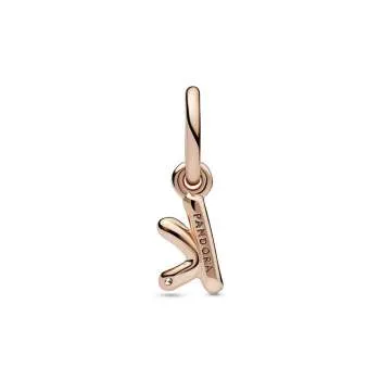 Letter k 14k rose gold-plated dangle with clear cubic zirconia 