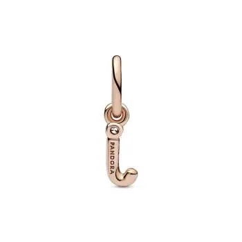 Letter j 14k rose gold-plated dangle with clear cubic zirconia 