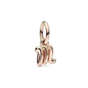 Letter m 14k rose gold-plated dangle with clear cubic zirconia 