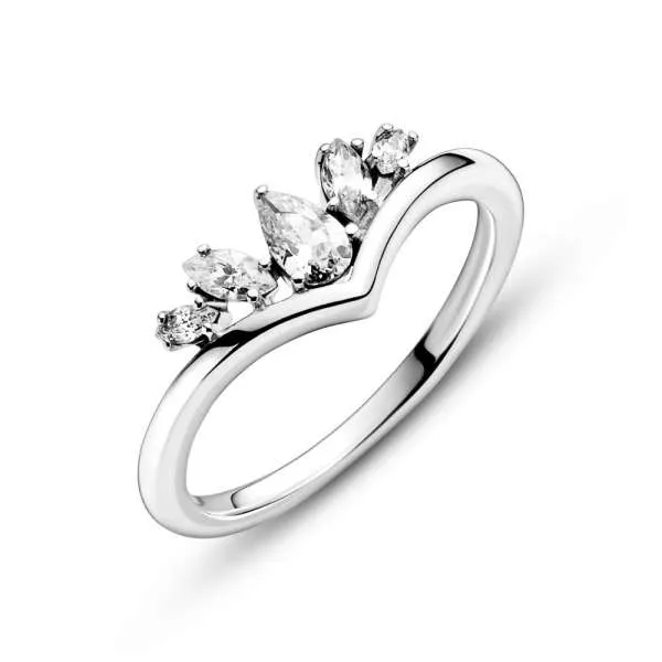 Sparkling Pear & Marquise Wishbone Ring 