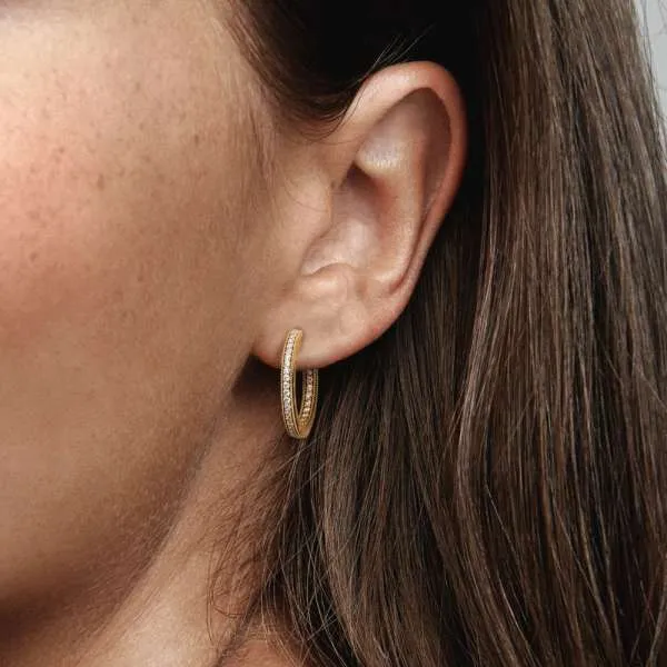 Pandora Signature Logo & Pavé Hoop Earrings 