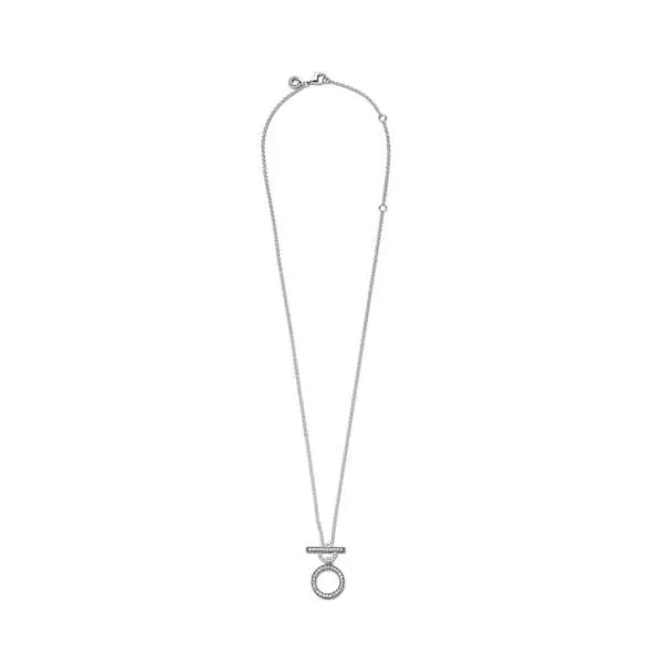 Ogrlica z dvojnim obročem in paličico v obliki črke T 