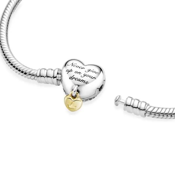 Disney Princess Pandora Moments Heart Clasp Snake Chain Bracelet 