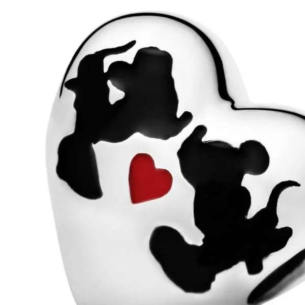Srebrn Disney obesek Minnie in Miki poljub 