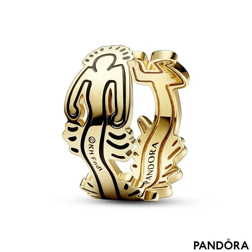 Odprti prstan Keith Haring™ x Pandora z mahajočimi figuricami ​ 