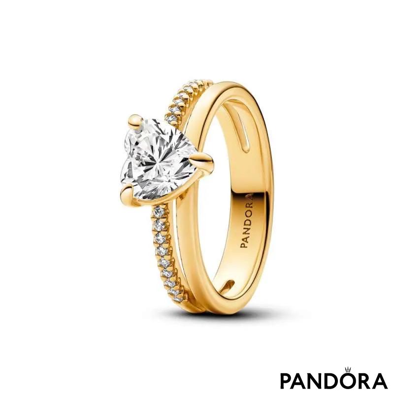 Double Band Diamond Ring in with Gold Cross - Abhika Jewels