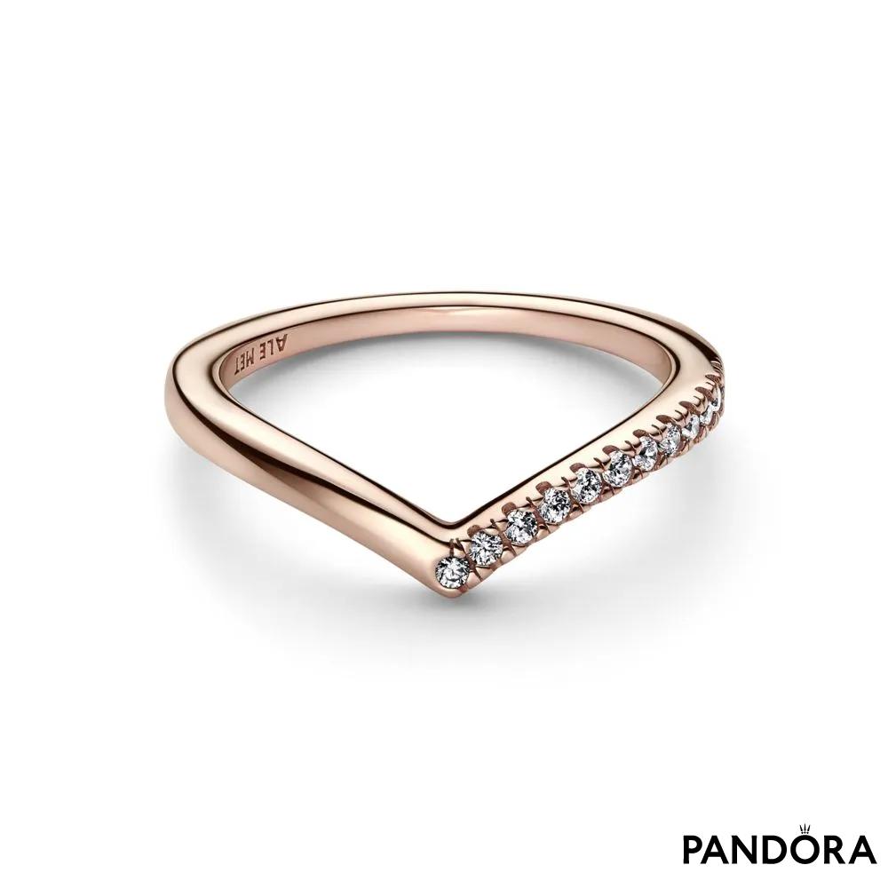 Simple Sparkling Band Ring, Rose gold plated