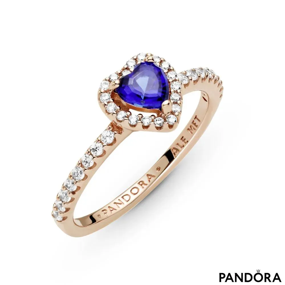 Sparkling Blue Elevated Heart Ring 