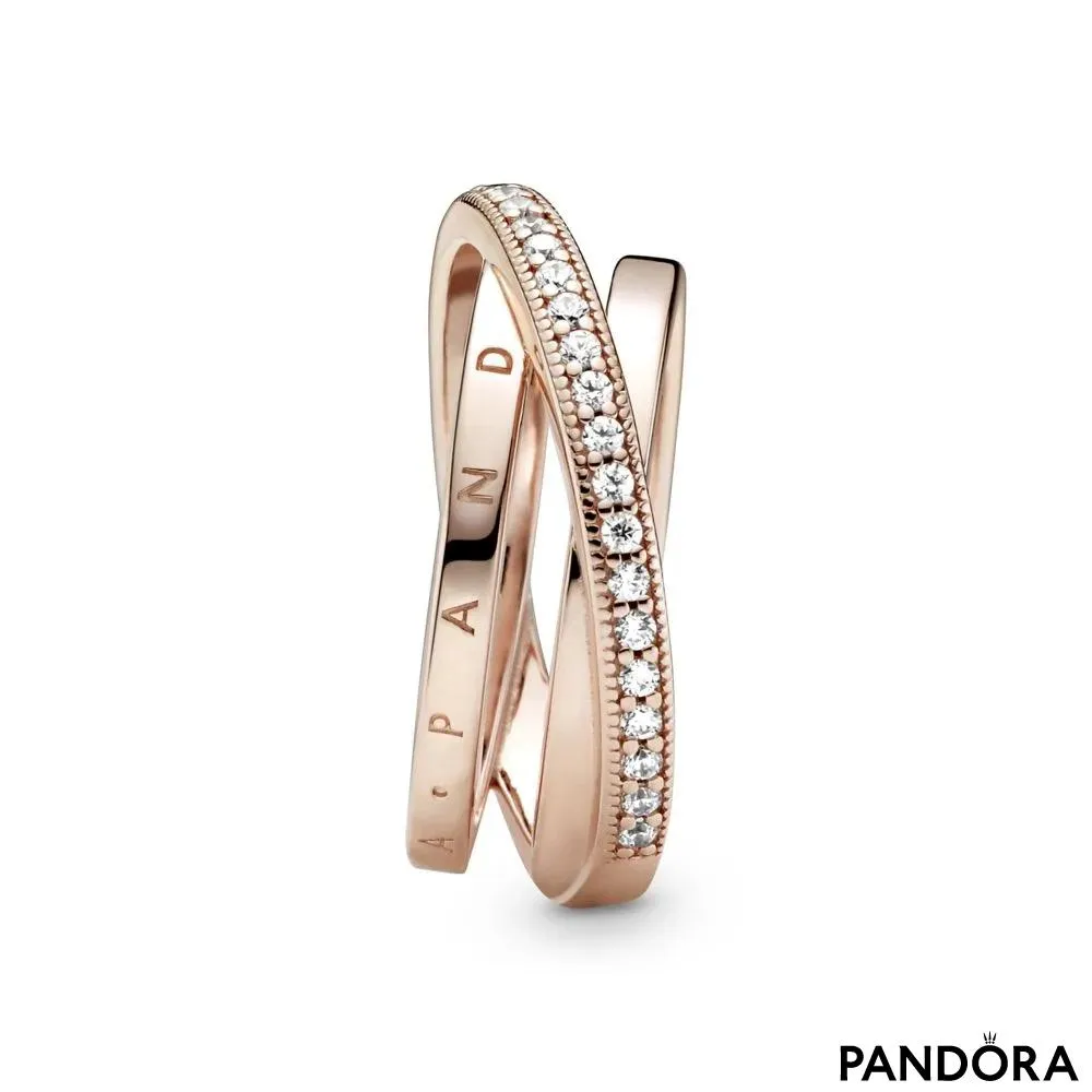 Crossover Pavé Triple Band Ring 