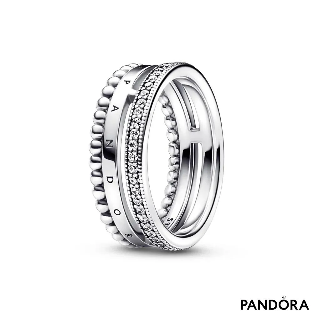 Pandora Signature Logo Pavé & Beads Ring 