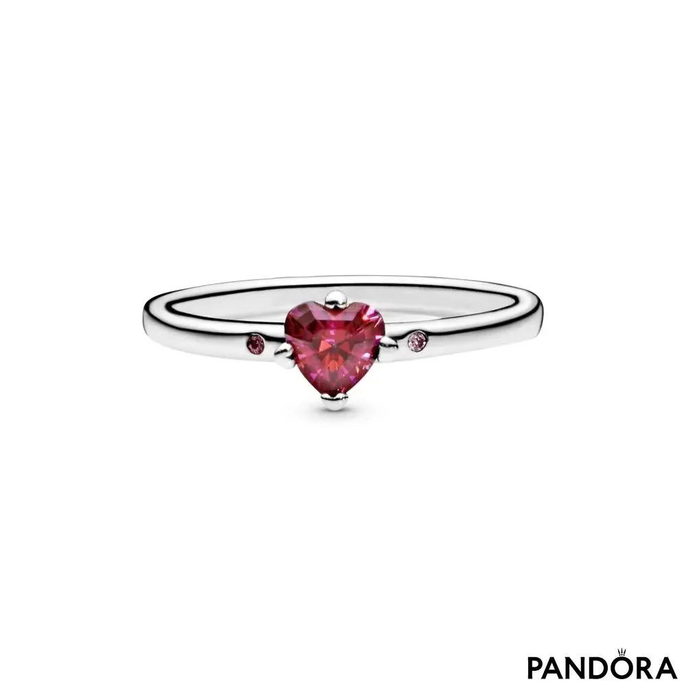 Sparkling Red Heart Ring 