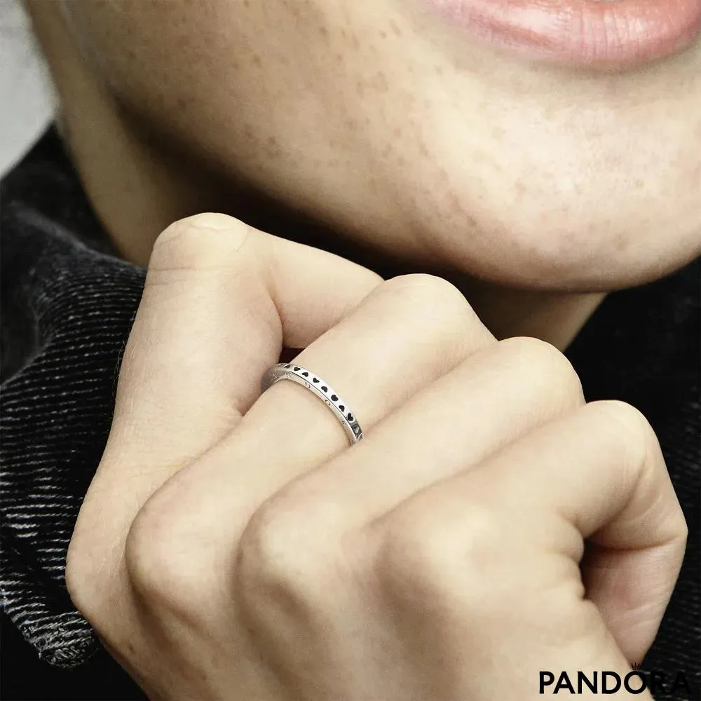 Hearts & Pandora Logo Ring 