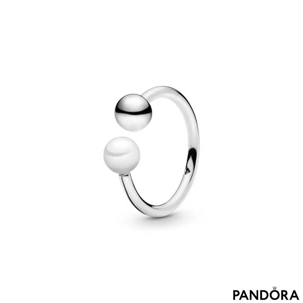 Bead & Freshwater Cultured Pearl Open Ring 