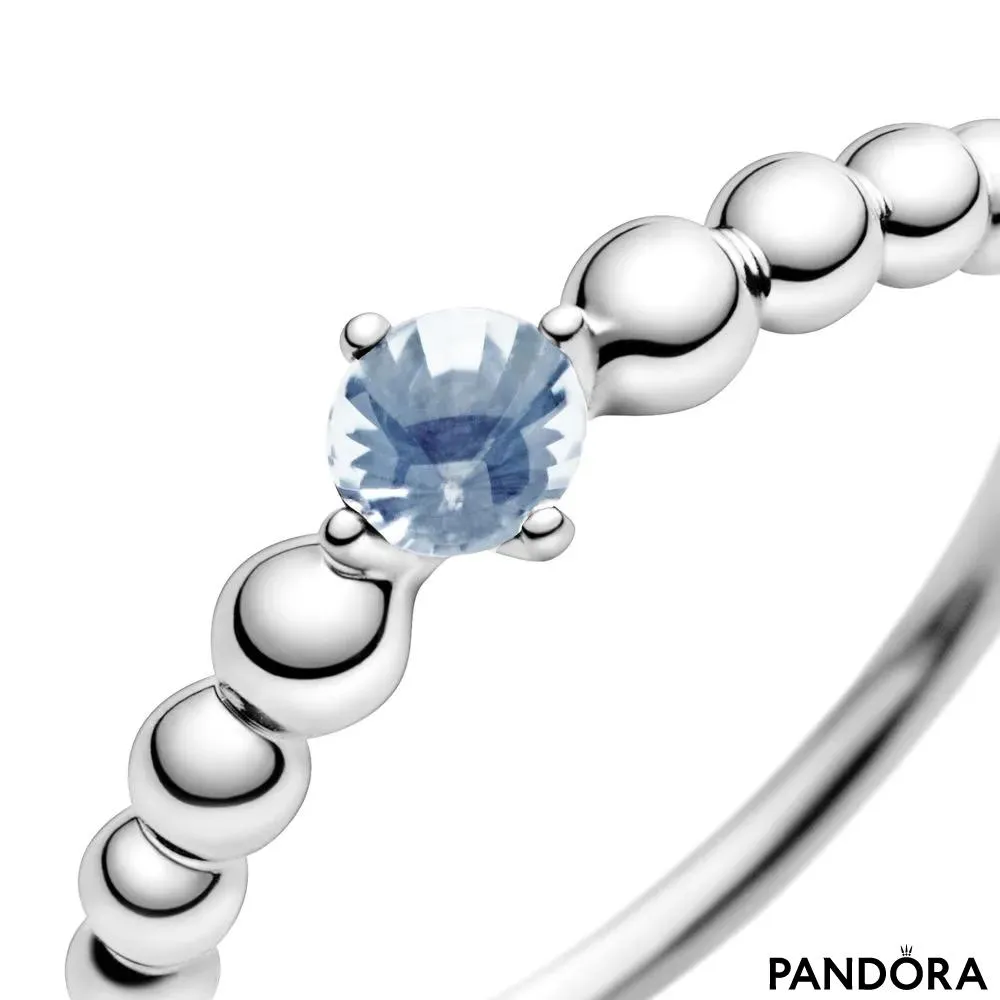 Prstan iz niza perlic v morsko modri barvi 