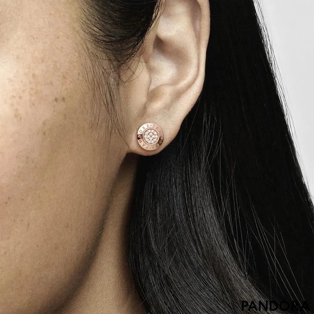 Sparkling Pandora Logo Stud Earrings 