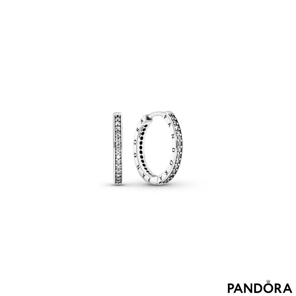 Sparkle & Pandora Logo Hoop Earrings 