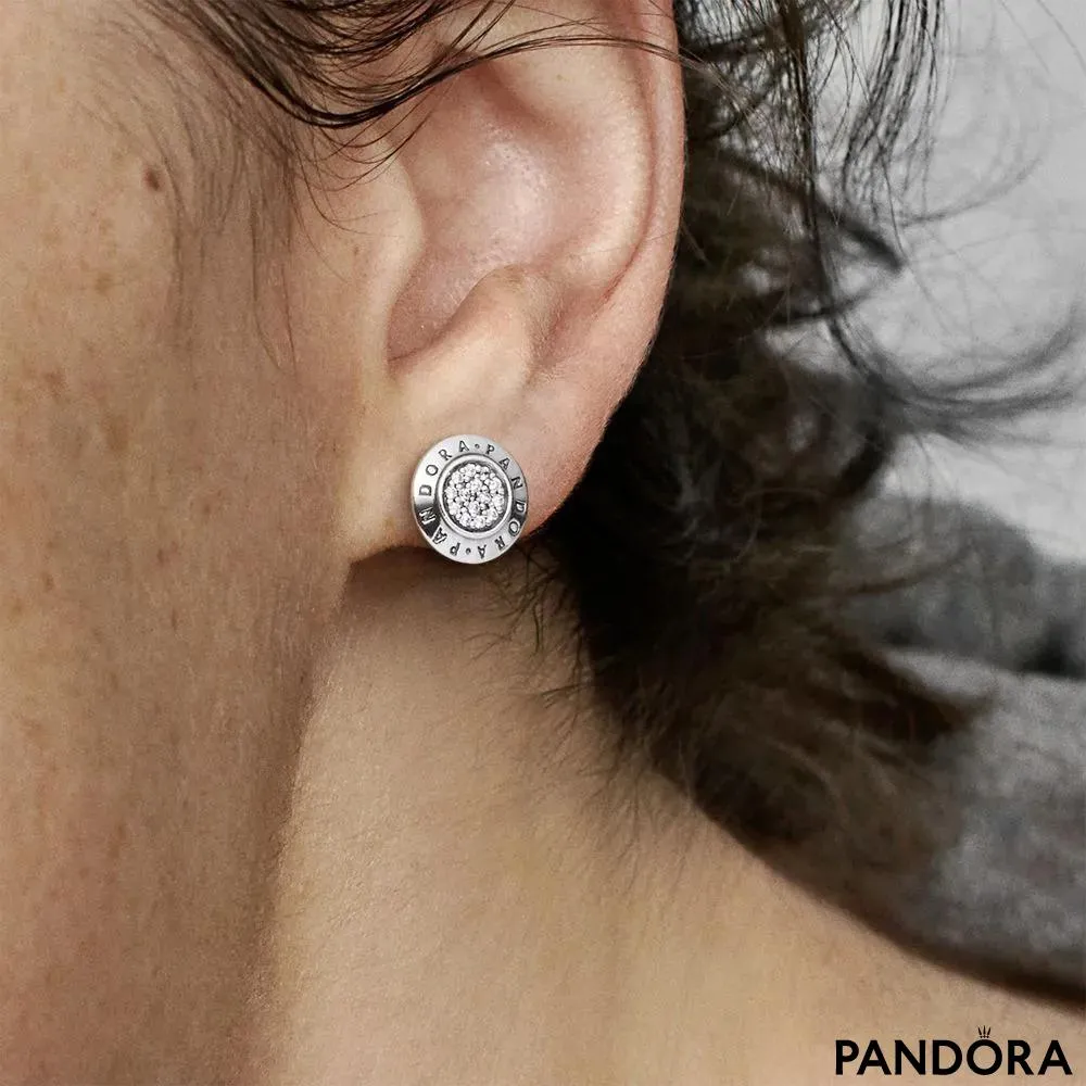 Sparkling Pandora Logo Stud Earrings 