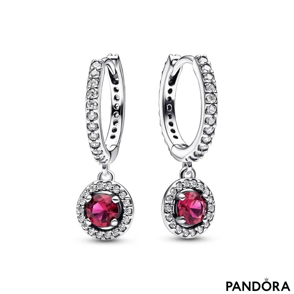 Sterling silver hoop earrings with cherries jubilee red crystal and clear cubic zirconia 