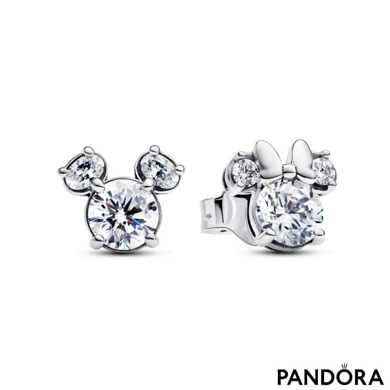 Disney Mickey Mouse & Minnie Mouse Sparkling Stud Earrings 