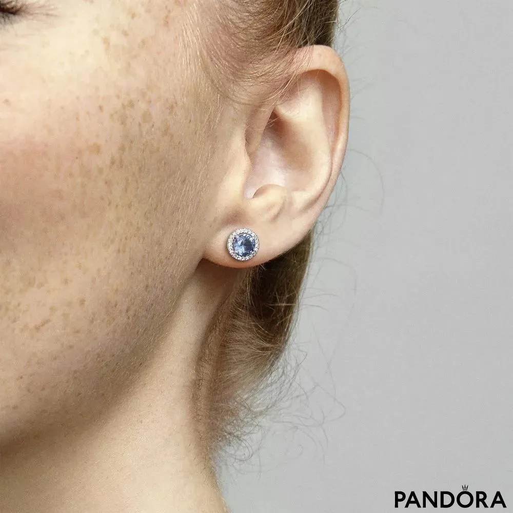 Blue Round Sparkle Stud Earrings 