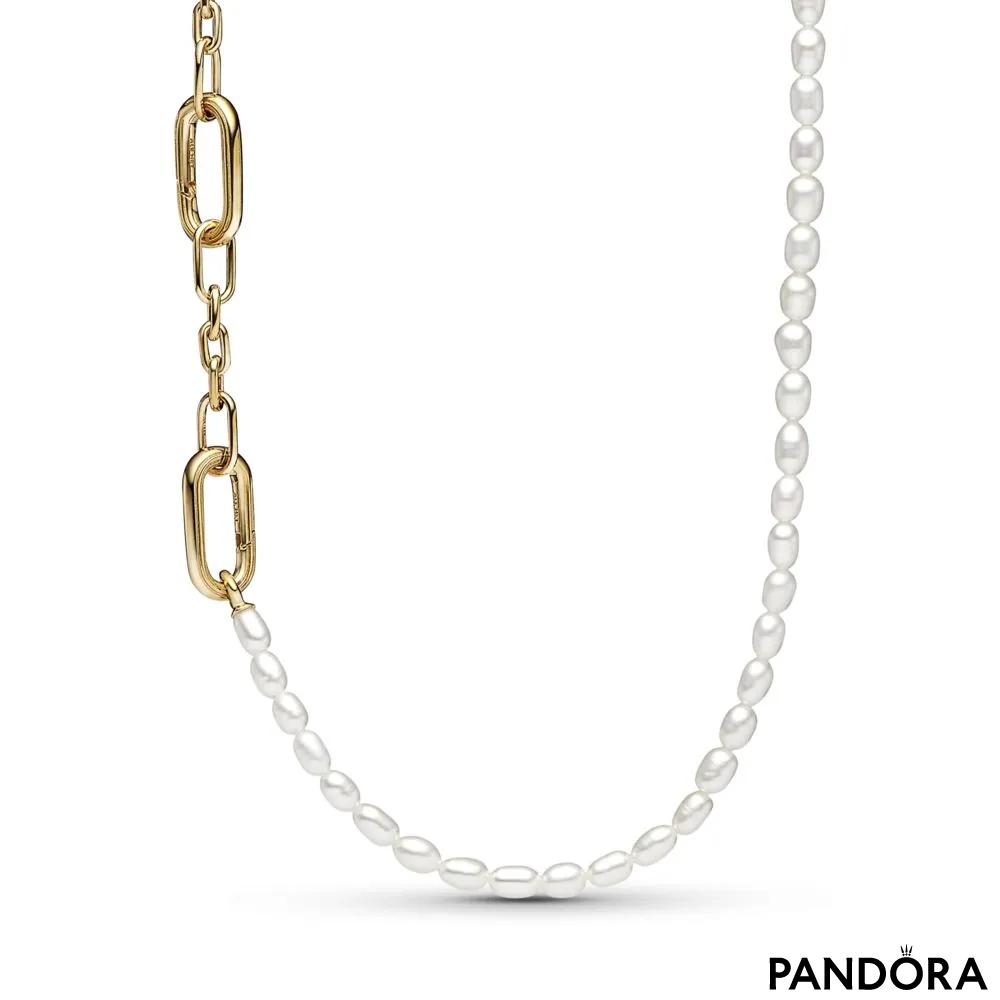 Tanka ogrlica Pandora ME z obdelanimi gojenimi sladkovodnimi biseri 