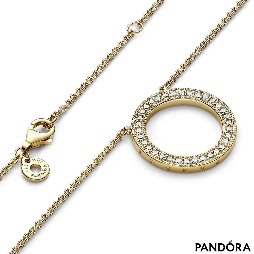 💚SALE PANDORA SIGNATURE LOGO PAVE AND BEAD PENDANT AND NECKLACE (  ADJUSTABLE 16-17-18 ) inches, Women's Fashion, Jewelry & Organizers,  Necklaces on Carousell