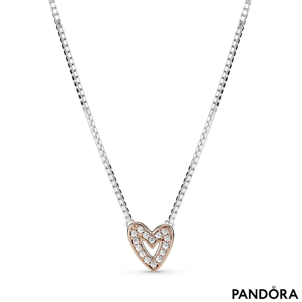 Sparkling Freehand Heart Necklace 