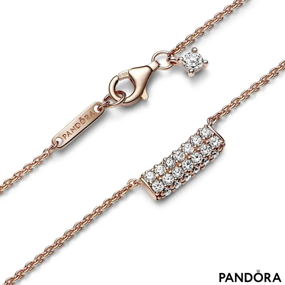 Ogrlica Pandora Timeless s paličico in dvojnim nizom pavé 