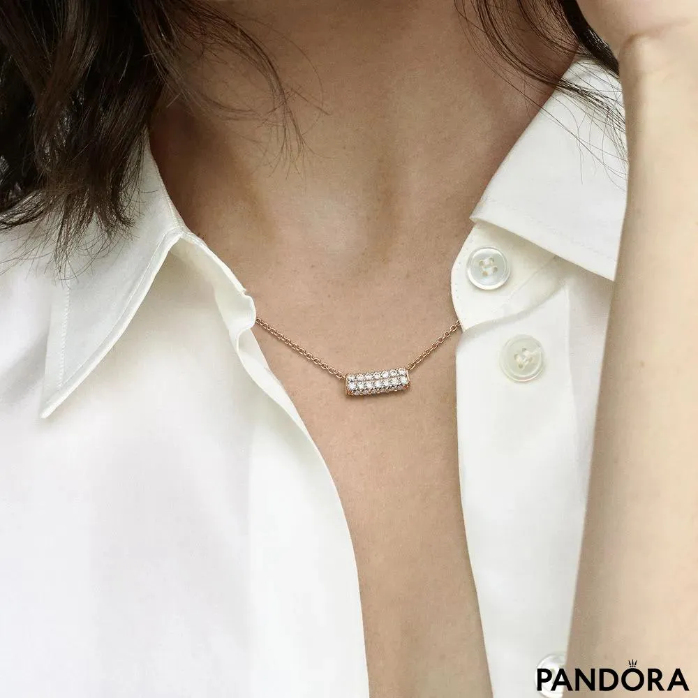 Pandora Timeless Pavé Double-row Bar Collier Necklace 