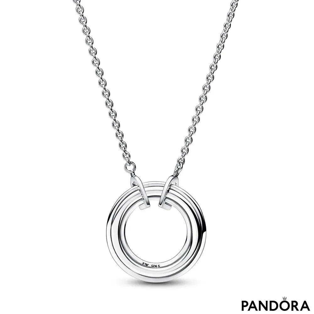 Dvobarvna ogrlica Pandora Signature z logotipom v slogu pavé 
