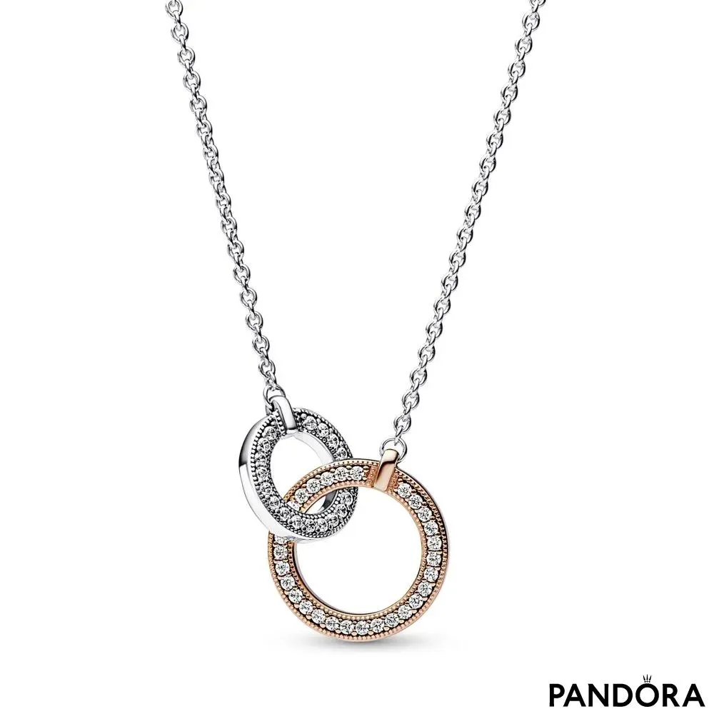 Pandora Signature Two tone Intertwined Circles Necklace 