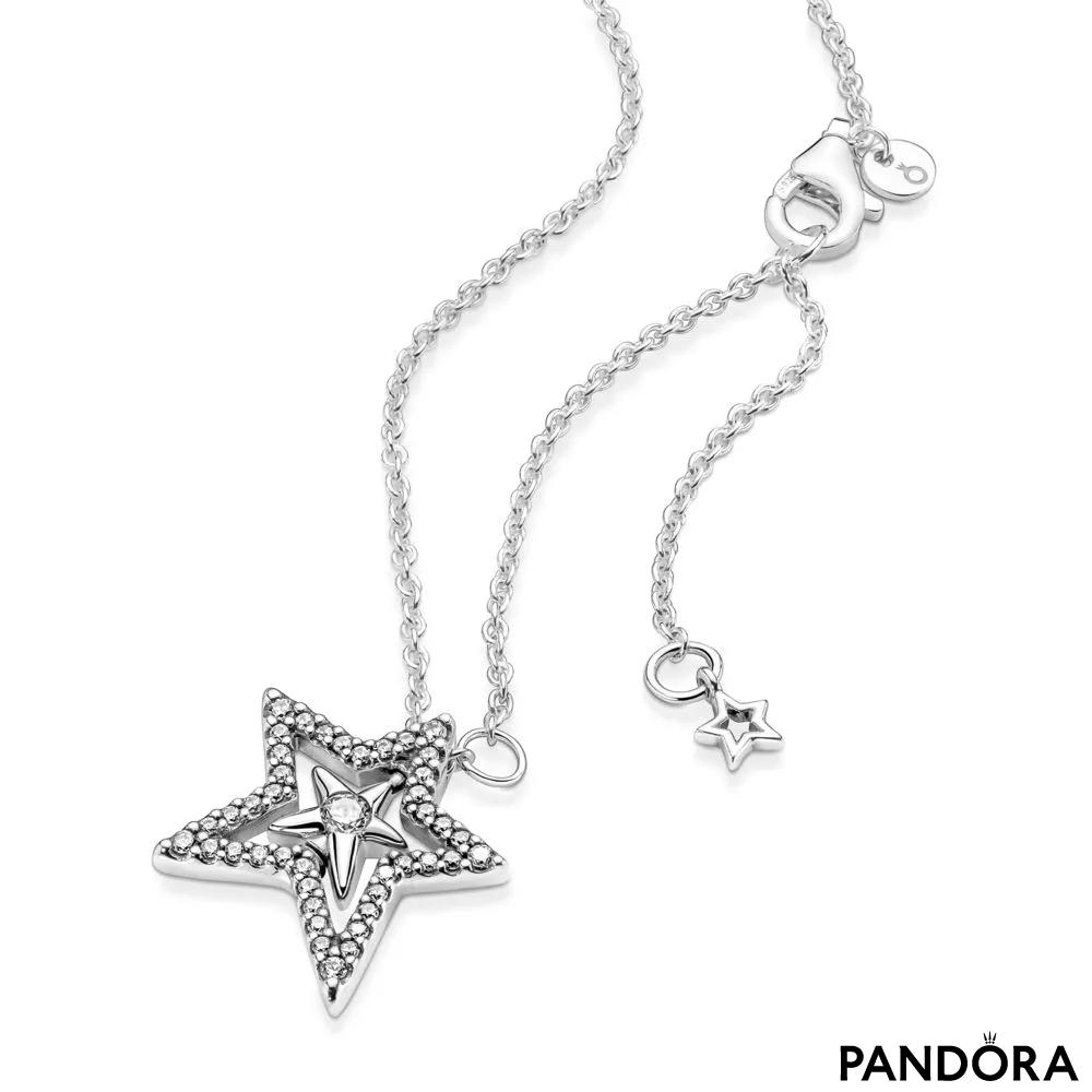 PANDORA Sparkling Moon & Star Collier Necklace 45cm - Helia Beer Co