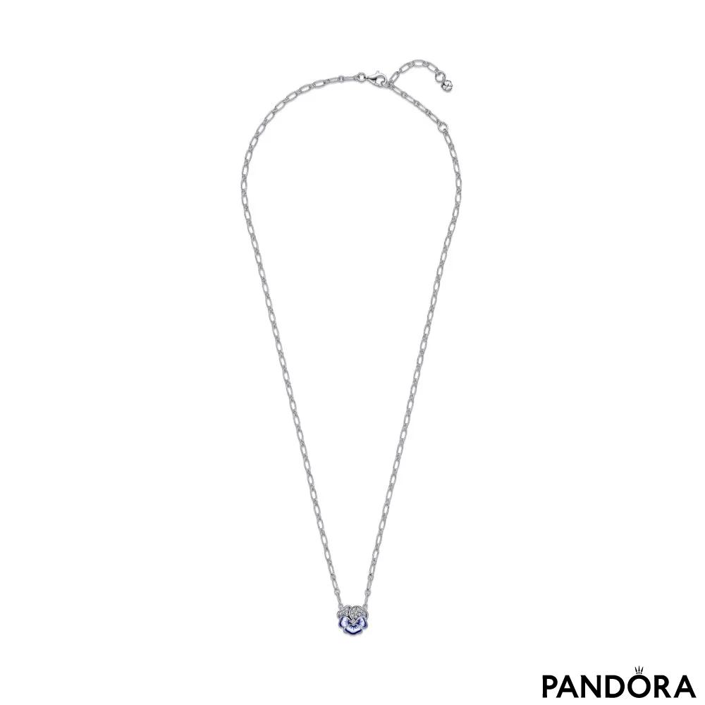 NEW 100% Authentic PANDORA 925 Ale Blue Pansy Flower Pendant Necklace  390770C01 | eBay
