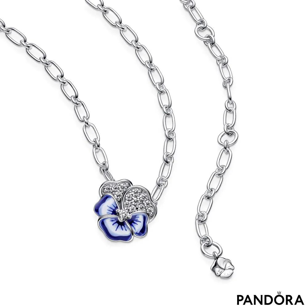 Blue Pansy Flower Pendant Necklace | PANDORA
