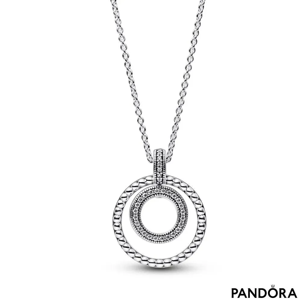 Pandora Signature Pavé & Beads Pendant & Necklace 