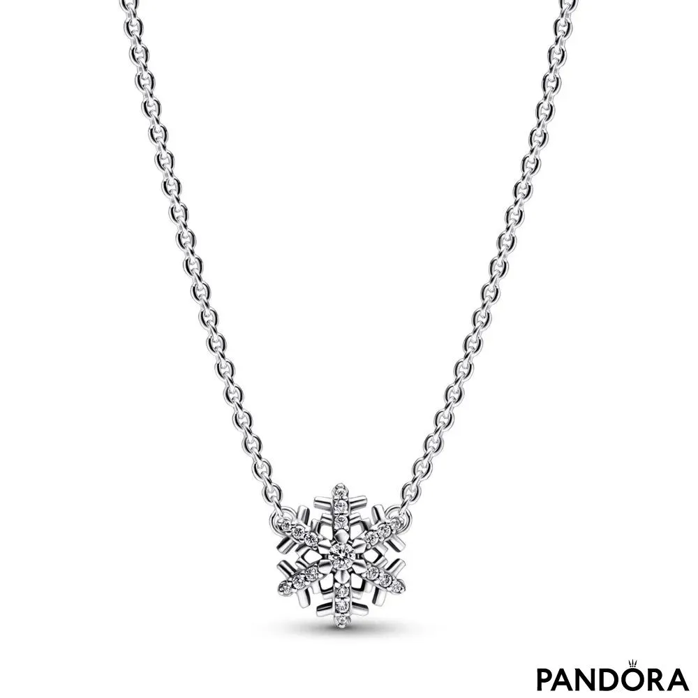 Snowflake sterling silver collier with clear cubic zirconia 