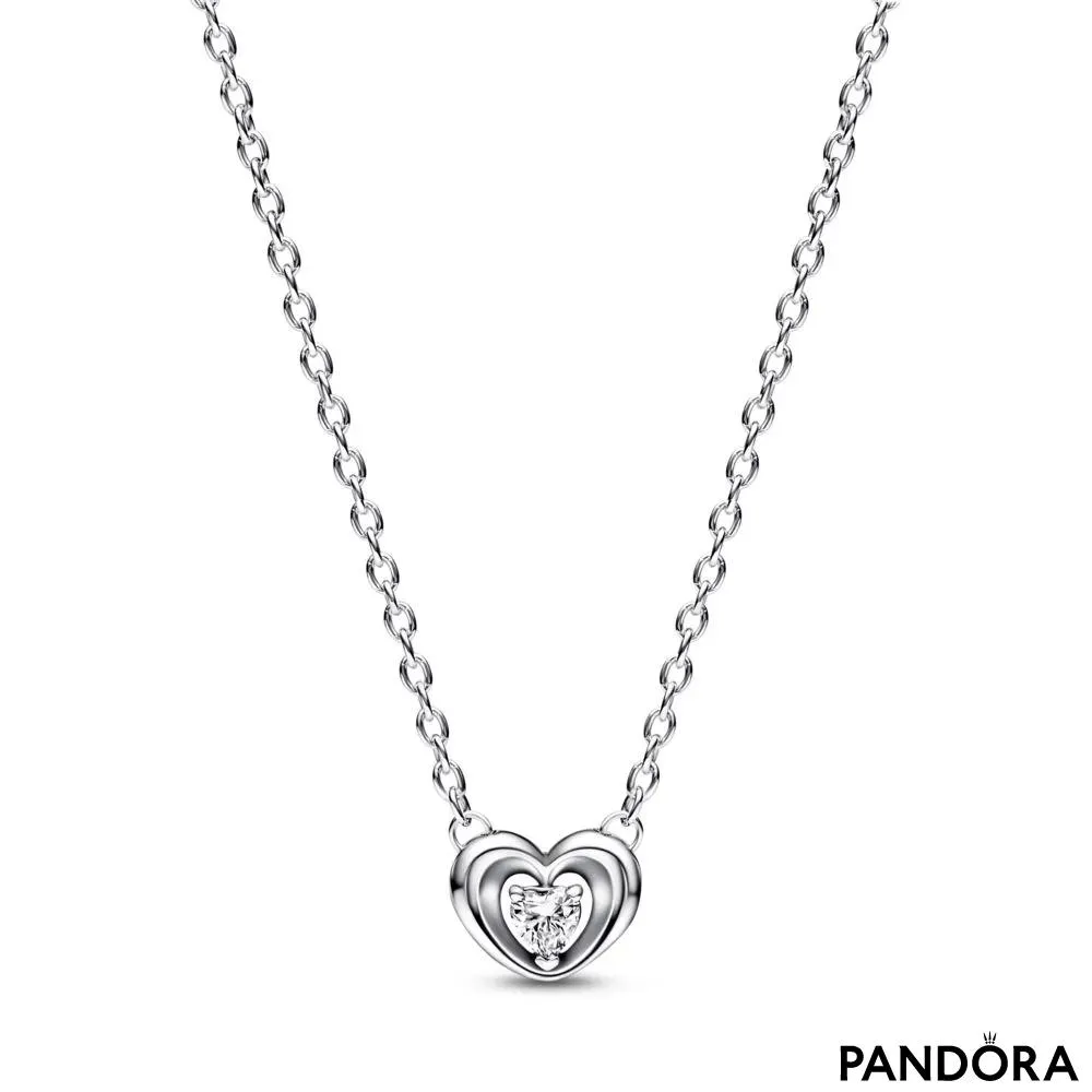 Heart sterling silver collier with clear cubic zirconia 