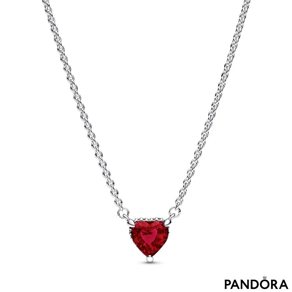 Swarovski Crystal Necklace Deep Red Heart Pendant With Clear Crystal Accent  | eBay
