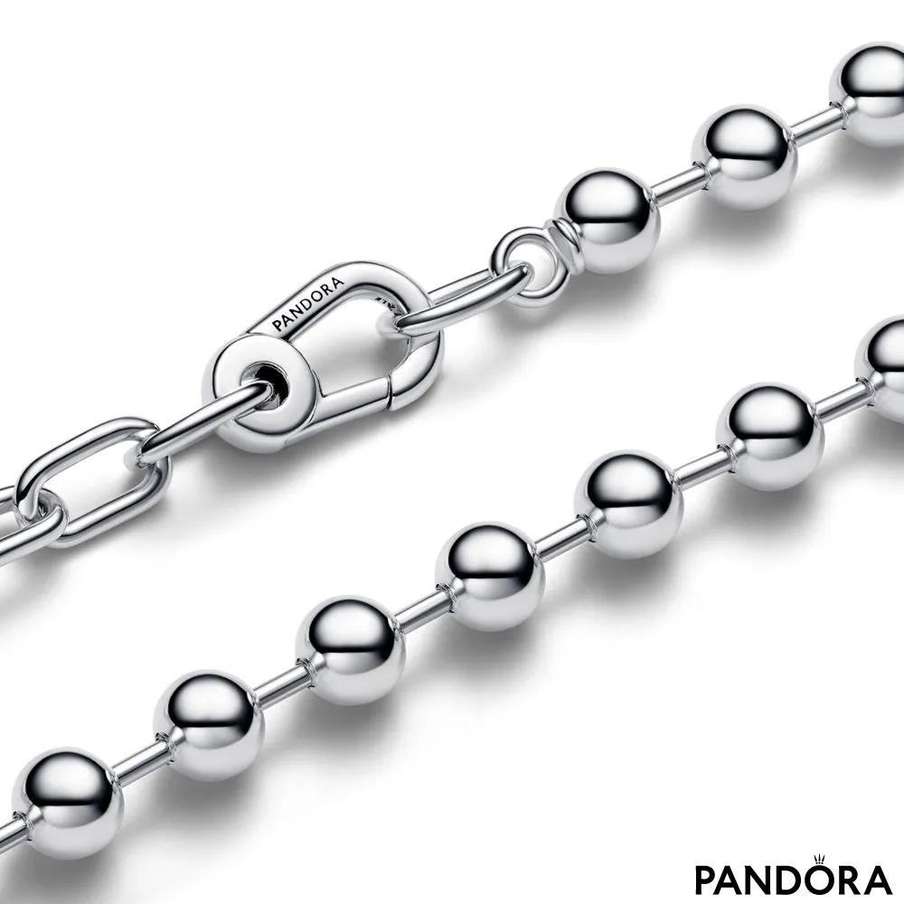Členasta ogrlica s kovinskimi perlicami Pandora ME 